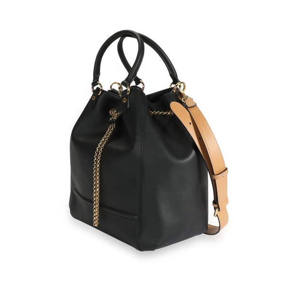 Fendi Black Vitello Leather Karligraphy Chain Bucket Bag - Picture 3 of 7